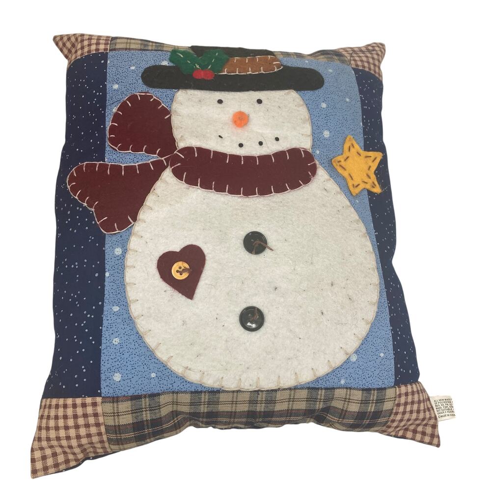 Winter Mini Accent Pillow Snowman Applique Winter Holiday Frosty 12x10 Multicolo